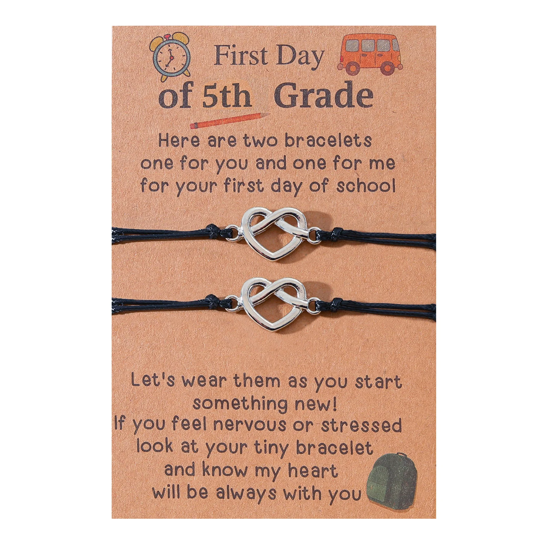 New Fifth Grade Students Start School With Cartoon Card Packaging And Parent-child Woven Bracelet Jewelry Gift Selling Well