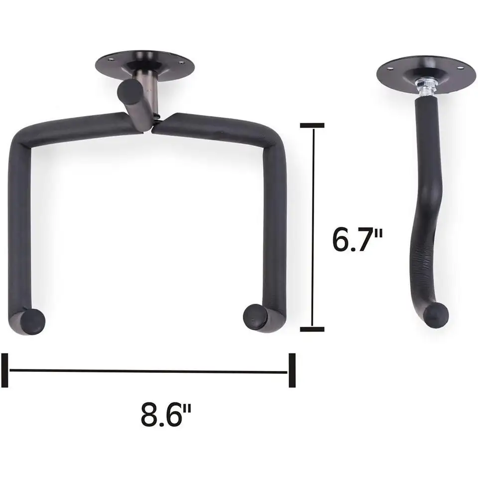 Horizontal Black Metal Guitar Wall Mount Hanger Stand For Acoustic Guitar Bass Violins Mandolins Slat Display Support - Detail Angle #06