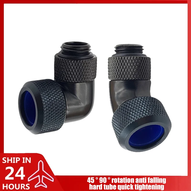 G1/4 Anti-Off Hard Pipe Fitting For OD14mm Rigid Tubing PETG/PMMA/Metal, 90° 360° Rotatable Elbow,