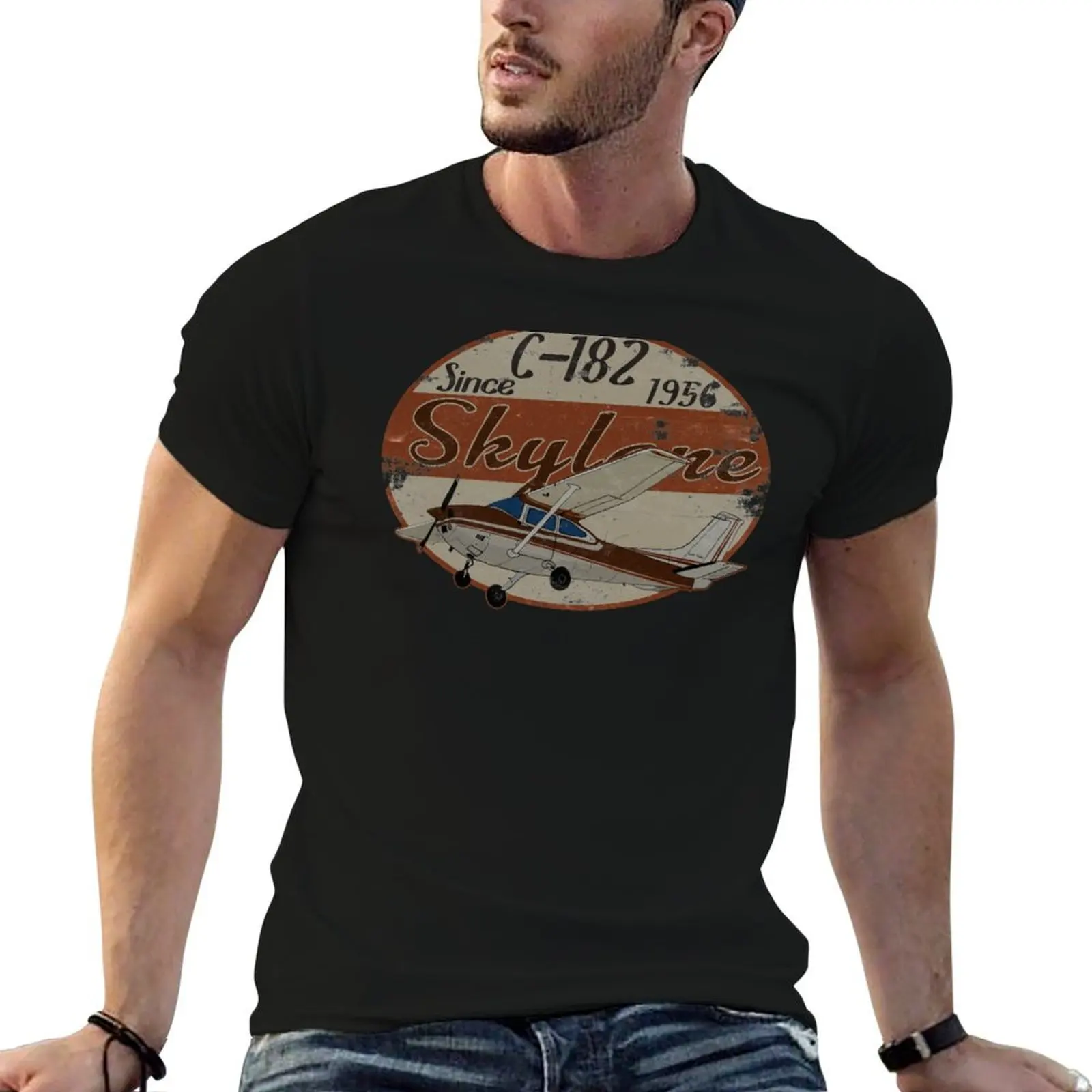 

1956 shirt Vintage T-Shirt Skylane Retro cotton Since Cessna t 182 Airplane Design man