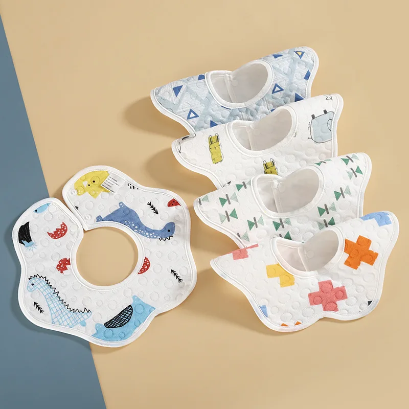 Random 3pcs Waterproof Baby Feeding Bibs 360 Degree Petal Infants Cotton Saliva Towel Newborn Toddler Soft Burp Cloth Kids Bib