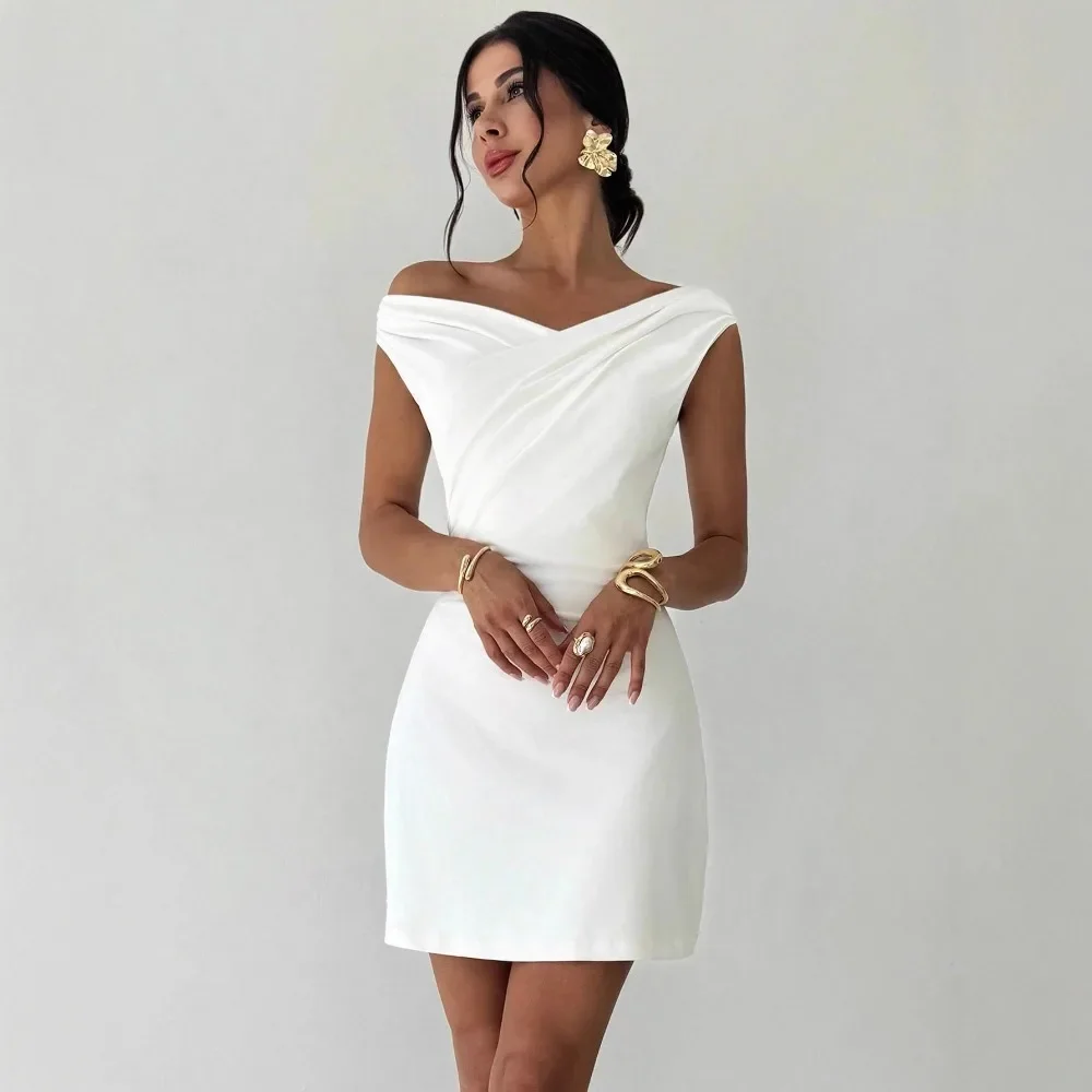Women Elegant Asymmetrical Surplice Midi Dress 2026 Spring Summer, Sleeveless Double Layer Spliced Slim Dress For Wedding
