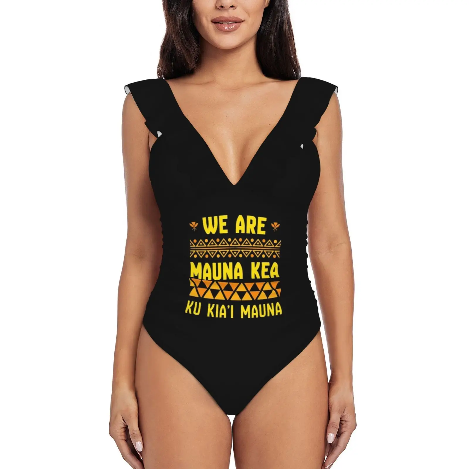 

We Are Mauna Kea Ruffle One Piece Swimsuit Women Swimwear Push Up Monokini Sexy Print Bathing Suit We Are Mauna Kea Defend