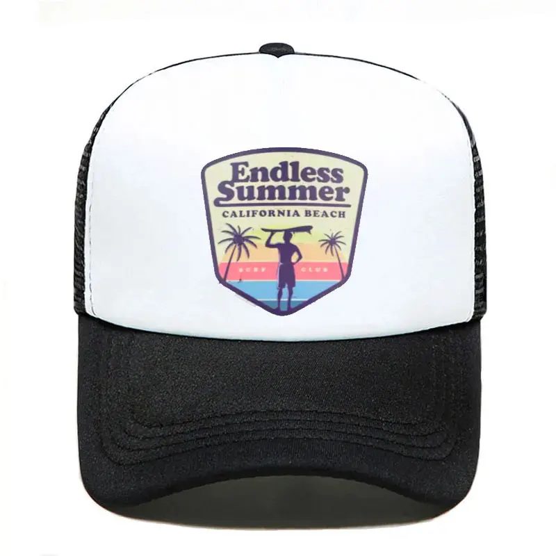 Cool Summer Surfing Trucker Cap Hat Beach Seaside Surfer Caps Sandbeach Holiday Mesh Cap HipHop Hat for Men Women Youth