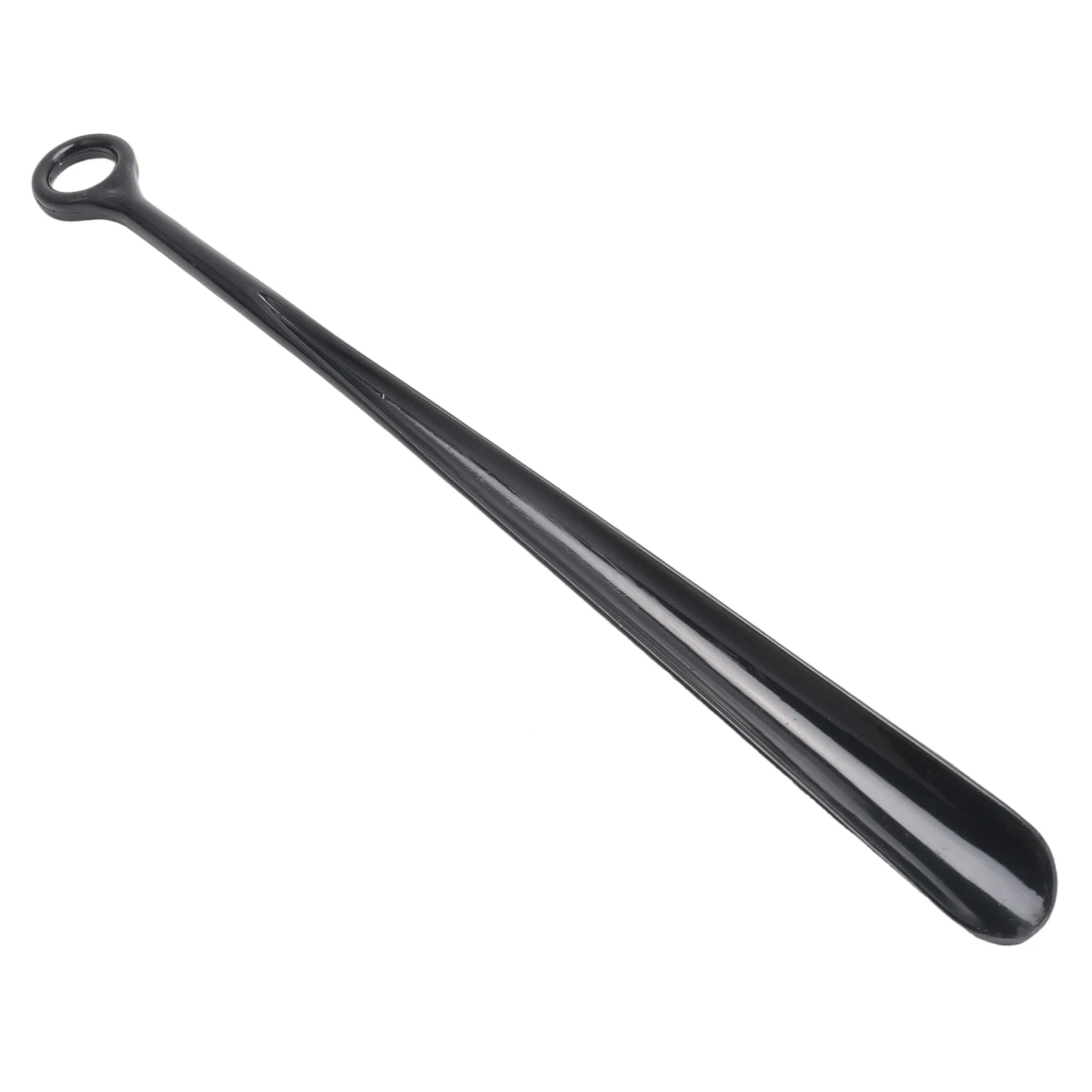 ABQX 18.5inch Plastic Extra Long Handle Shoe Horn Shoehorn Flexible Easy Sturdy Slip Aid, 1x Black