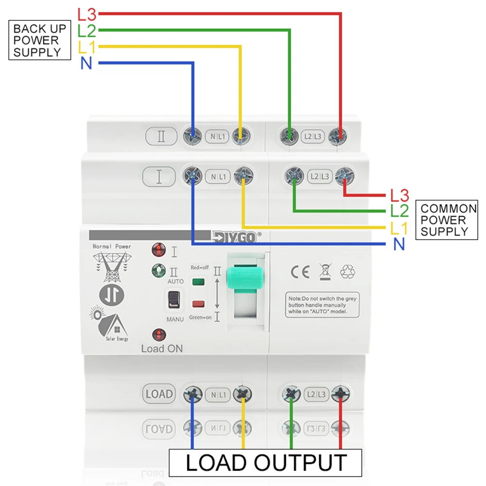 Din Rail Automatic Transfer Switch ATS Dual Power Selector Switch 110V 220V Uninterrupted Power for Solar PV/Inverter Systems - Image 4