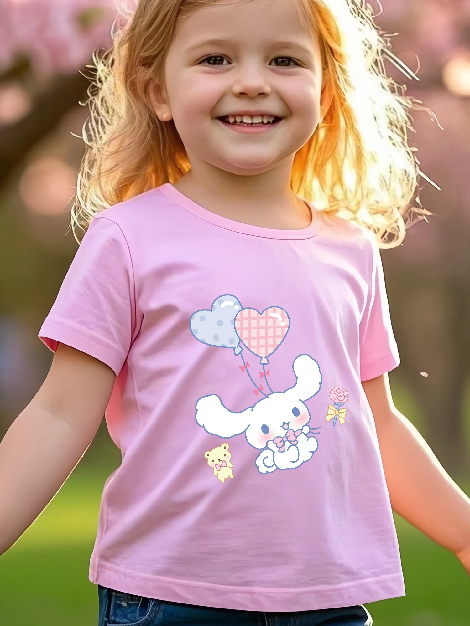 سينامورول طباعة الفتيات تي شيرت قصير الأكمام القطن تيز لطيف الكرتون Y2k بلايز الاطفال ملابس الطفل تي شيرت الصيف الأطفال تي شيرت #2