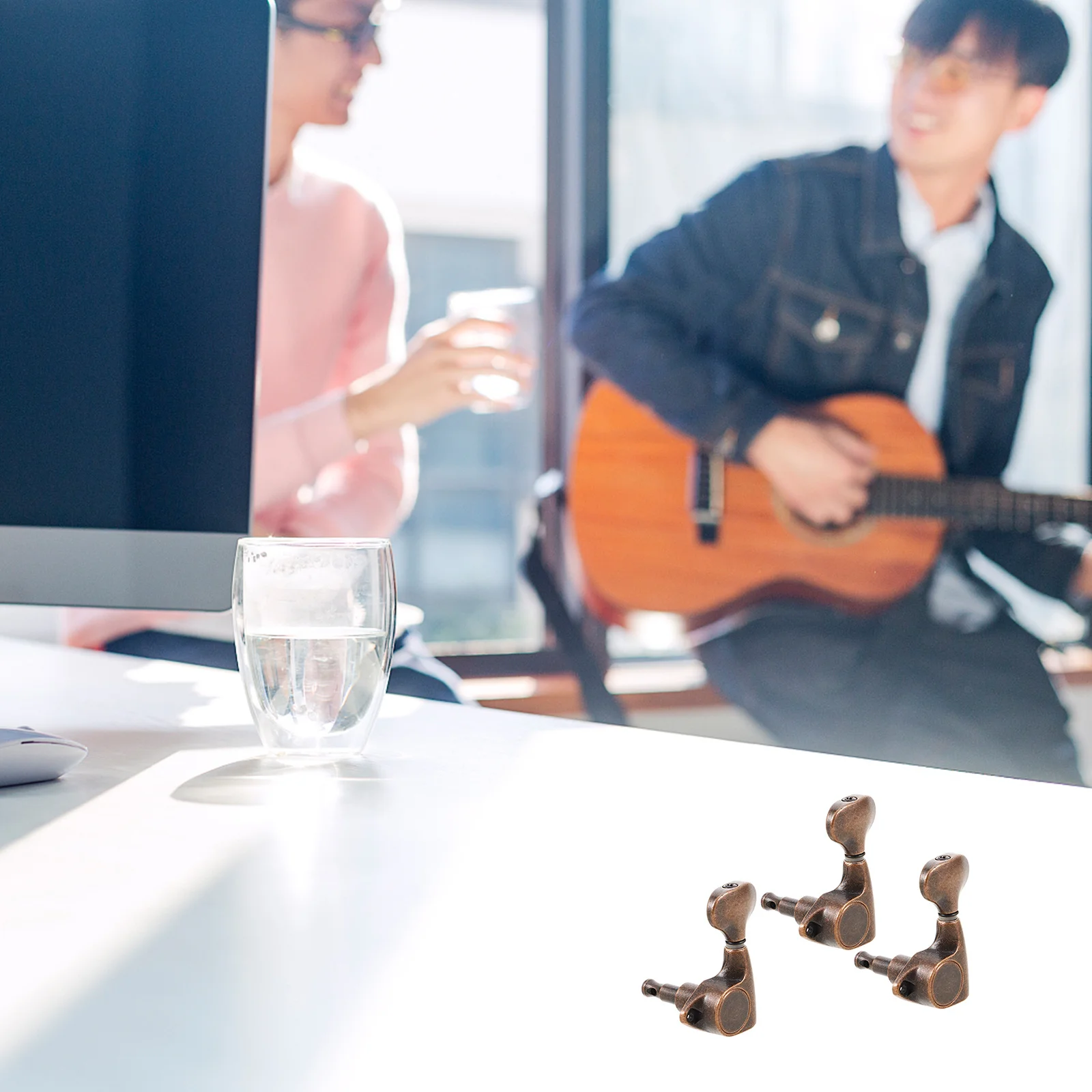 

6pcs Acoustic Guitar Tuning Pegs Vintage Copper Locking Tuners For Left Right Handed Players Machine Heads String Winder Tool