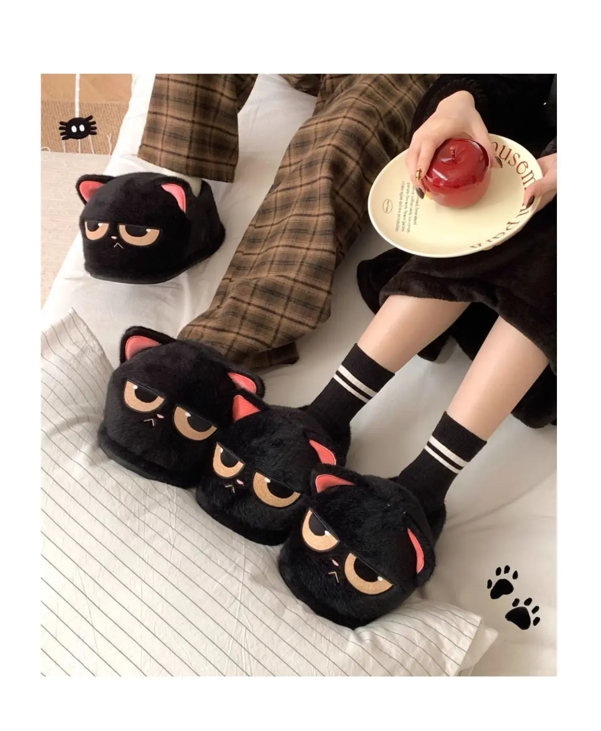 Neue lustige Kätzchen-Hausschuhe für Damen, Winter-Tier-Designer-Slides, Hausschuhe, Heim-Slipper, Damen-Big-Head-Katzen-Flipper-Bodenschuhe – Detail 19