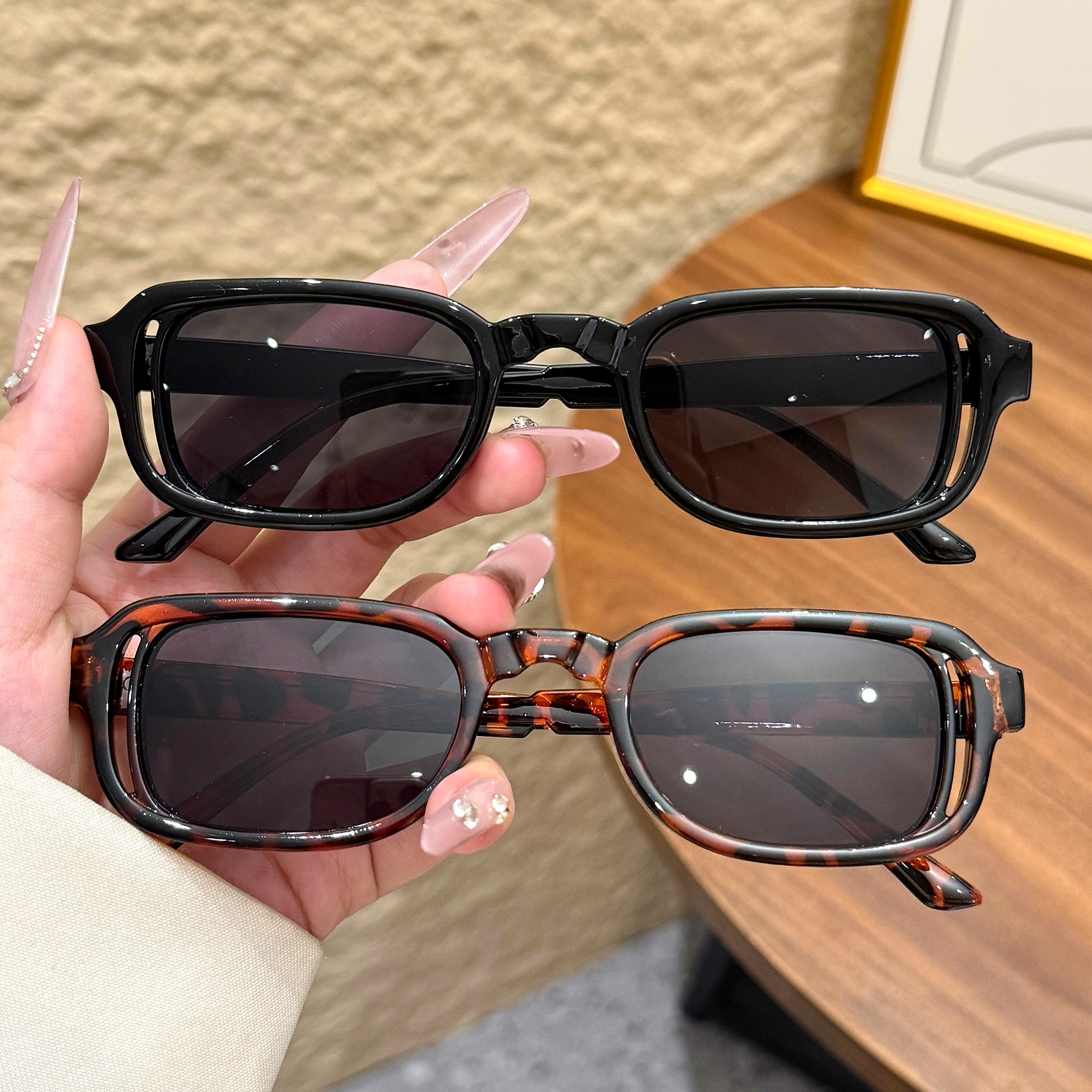 2Pcs Fashionable Mixed Glasses Set, Oval-Shaped Glasses, Chic Black, Tortoiseshell Glasses, Suitable for Daily Wear