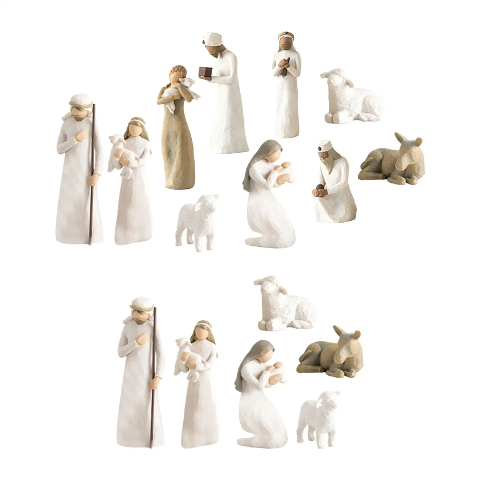 Ensemble de figurines de scène de la Nativité de Noël, jolie statue de Noël traditionnelle peinte à la main, décoration en résine, ornement religieux