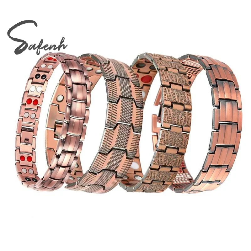 Magnetic Copper Plated Link Bracelet Health Energy Germanium Jewelry Hypoallergenic for Men Daily Wear Gift