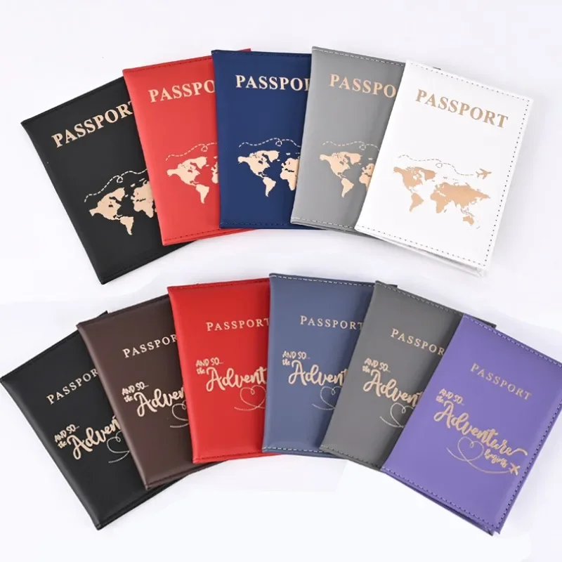 PU Leather Passport Cover Protective Women Men Travel Passport Ticket Holder Case Letter Print ID Card Passport Holder Clip Bags