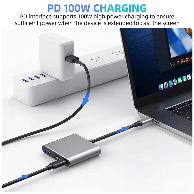 Ankndo USBC to HDMI Adapter with USB 3.0 Multiport Hub For MacBook Pro, iPad Air, iPhone, Laptop, TV, Switch, Monitor