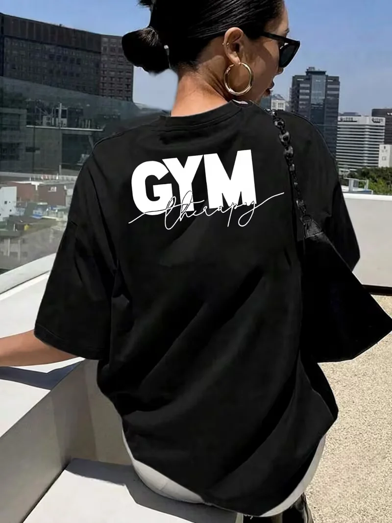 Y2k GYM Therapy Streetwear T Shirt Gift Casual Tee Retro Vintage T Shirt Women Men Cotton Oversized Loose Summer 80S 90S 00S Top