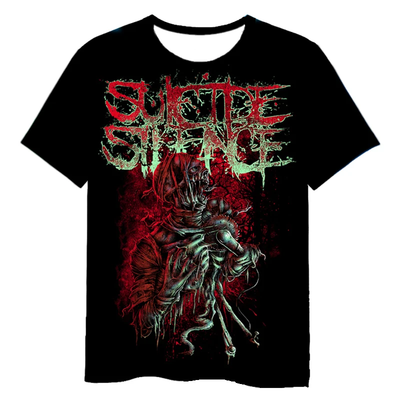

Повседневные мужские и женские футболки с 3D принтом самоубийц Silencek, футболки с коротким рукавом в стиле хип-хоп, Детские футболки, одежда унисекс