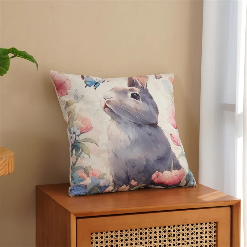 Easter Bunny Pillow Cover, Living Room Sofa Cushion, Outdoor Throw Pillowcase, Cross-Border, New,