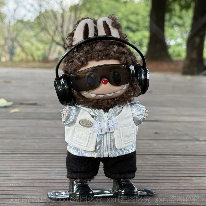 

Labubu Streetwear Overall Set for 1st/2nd/3rd Gen 17cm Dolls Cool Headphones & Skateboard Accessories with High-Energy 3.0 Style