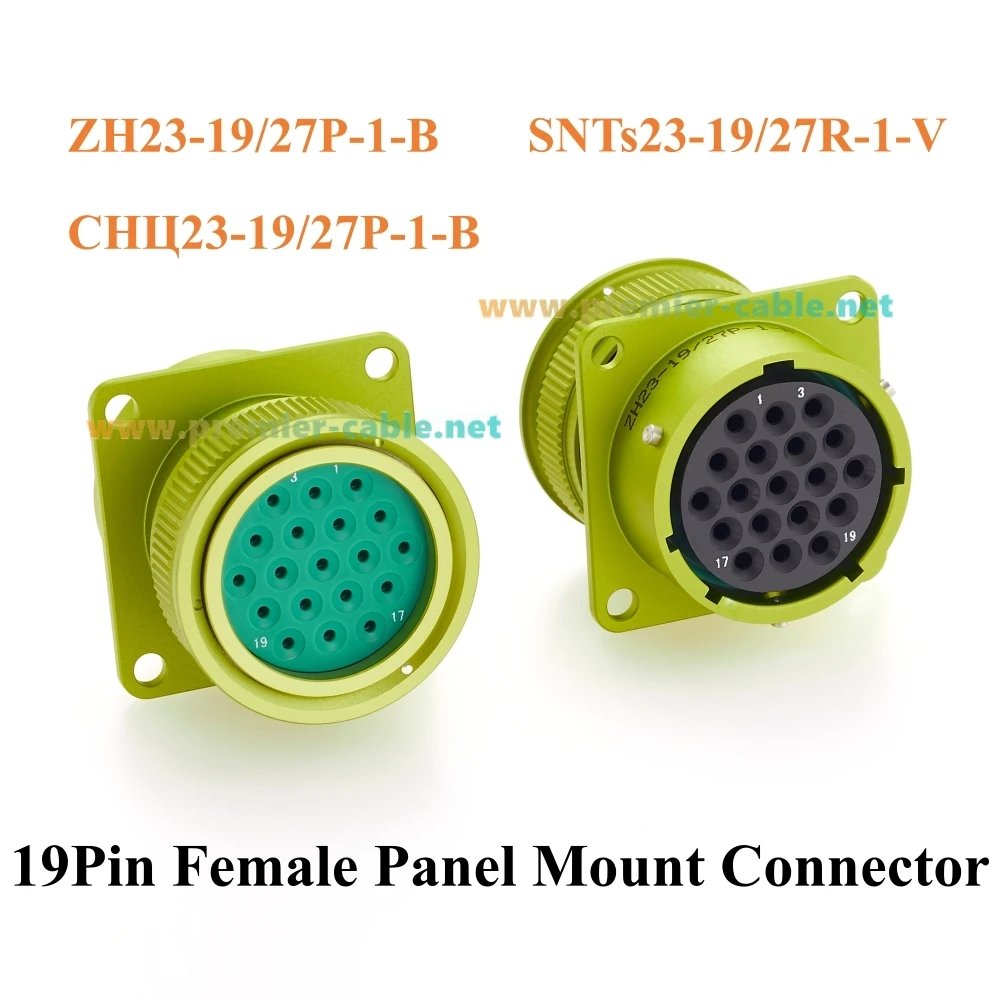 ZH23 Series 19 Pin Female Panel Mount Connector, ZH23-19/27P-1-B, СНЦ23-19/27P-1-B, SNTs23-19/27R-1-V