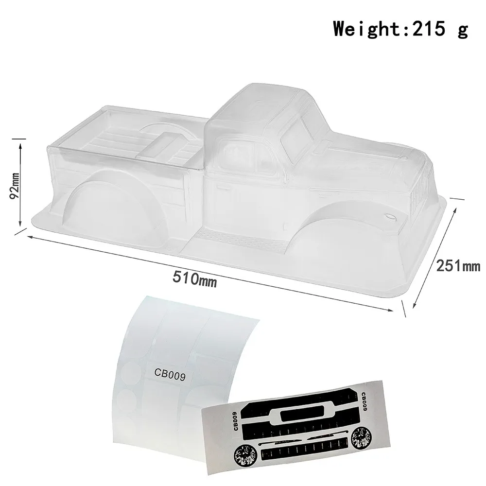Rgt Rcpickup Trunk Body Shell Transparent Shell Retrofit 313mm Wheelbase For Scx10 Trax4 1:10 Rccar Accessories