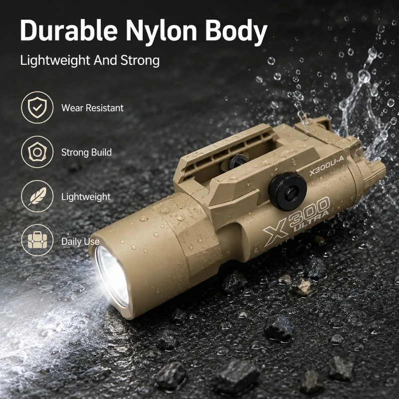 Outdoor Game & Competitive Activity Lighting Tool, Bright X300 Light with 20mm Rail Mount Structure