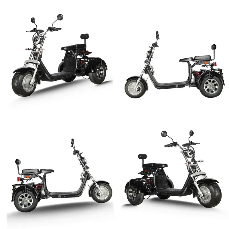 STROVAN Eec Certificate 2000w Motor Rear Basket Golf Rack Double Seat Lithium Battery Electric 3 Wheel Open Scooter