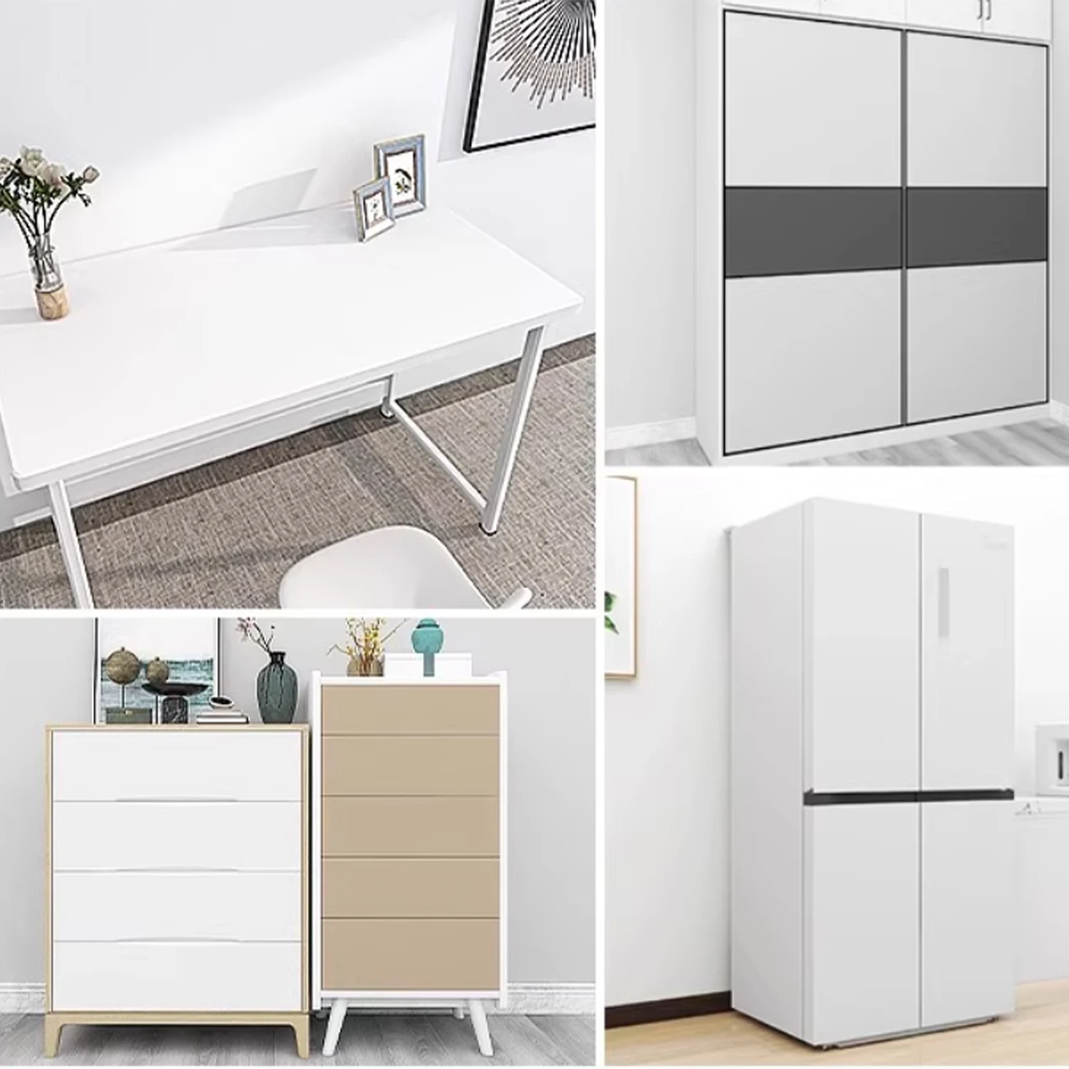 Waterpoof Matte Wallpaper White Vinyl Self-Adhesive Stickers for Wall Furniture Livingroom Contact Paper Home Decor