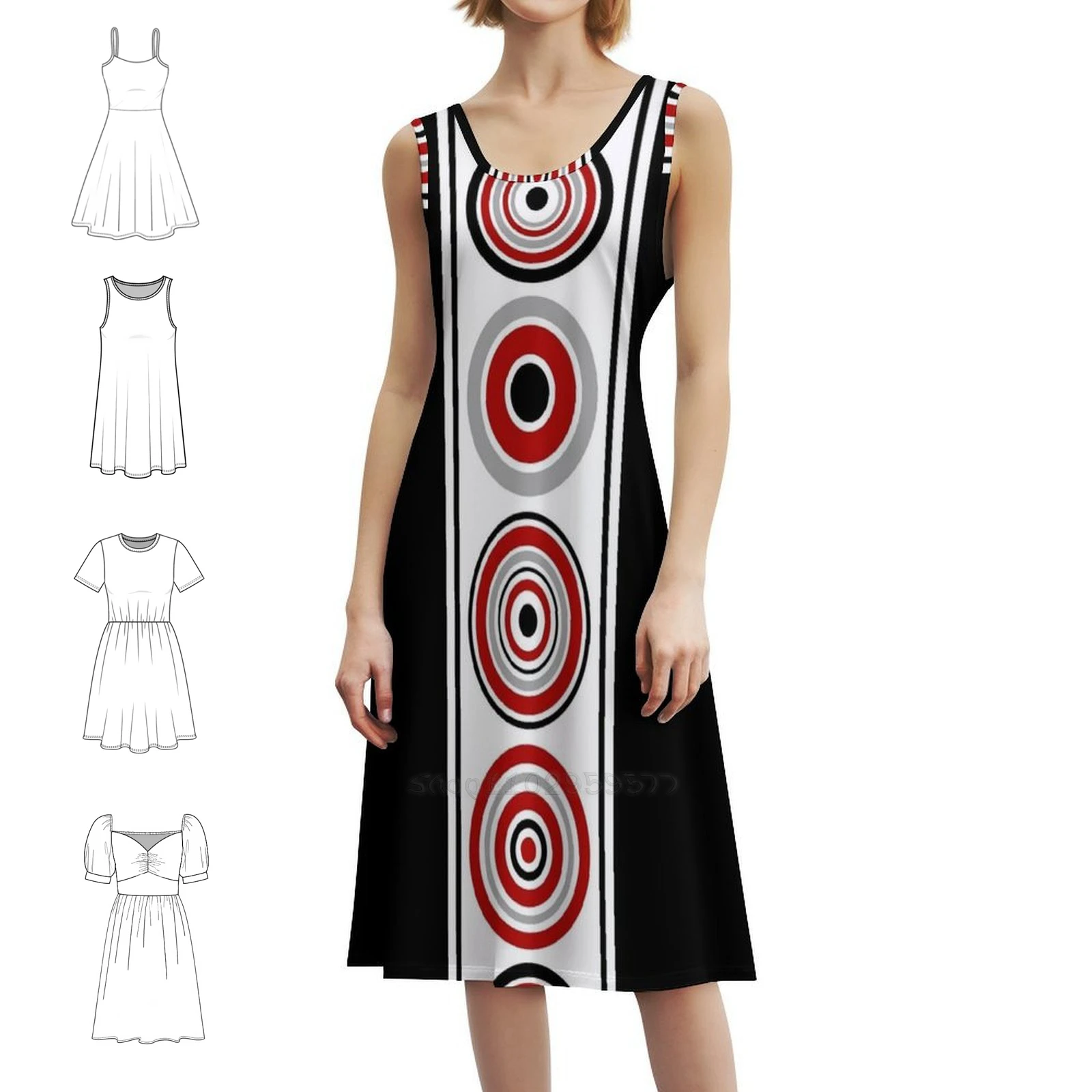 فستان عطلة مثير بتصميم ريترو ملون للنساء على الشاطئ وحفلات أعياد الميلاد فستان قصير بتصميم ريترو ملون #1