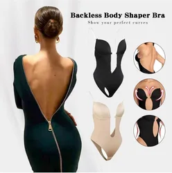 Women's Body Shaper deep V Bodysuits One Piece Backless With Bra Corset Slimming Waist Insivible Underwear Lingerie Fashion Girl