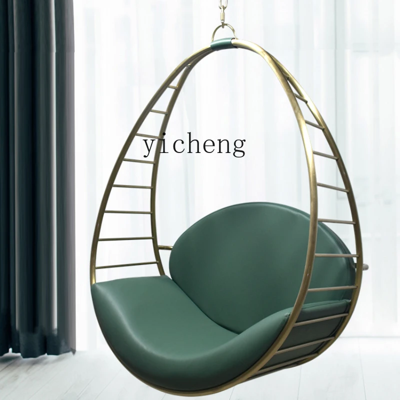 

ZK Furniture Stainless Steel Swing Glider Indoor Home Balcony Adult Cradle Chair Light Luxury Leisure Chair Nacelle Chair