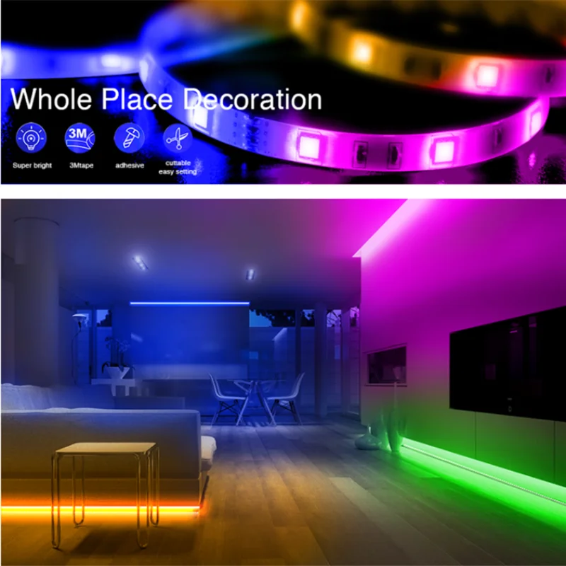 Inteligentne Wifi taśmy LED dla Alexa Luces LED światła RGB 5050 12V IP20 LED światła 24 klucz kontrola aplikacji Fita listwy LED podświetlenie