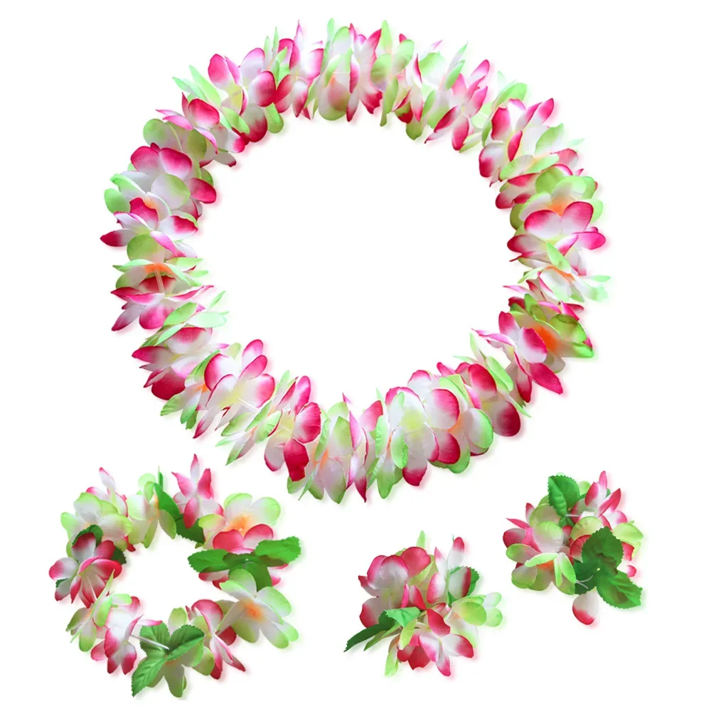 10set Thicker Hawaiian Wreaths Headband Tropical Luau Flower Headpiece Leis Floral Crown Party Christmas Halloween