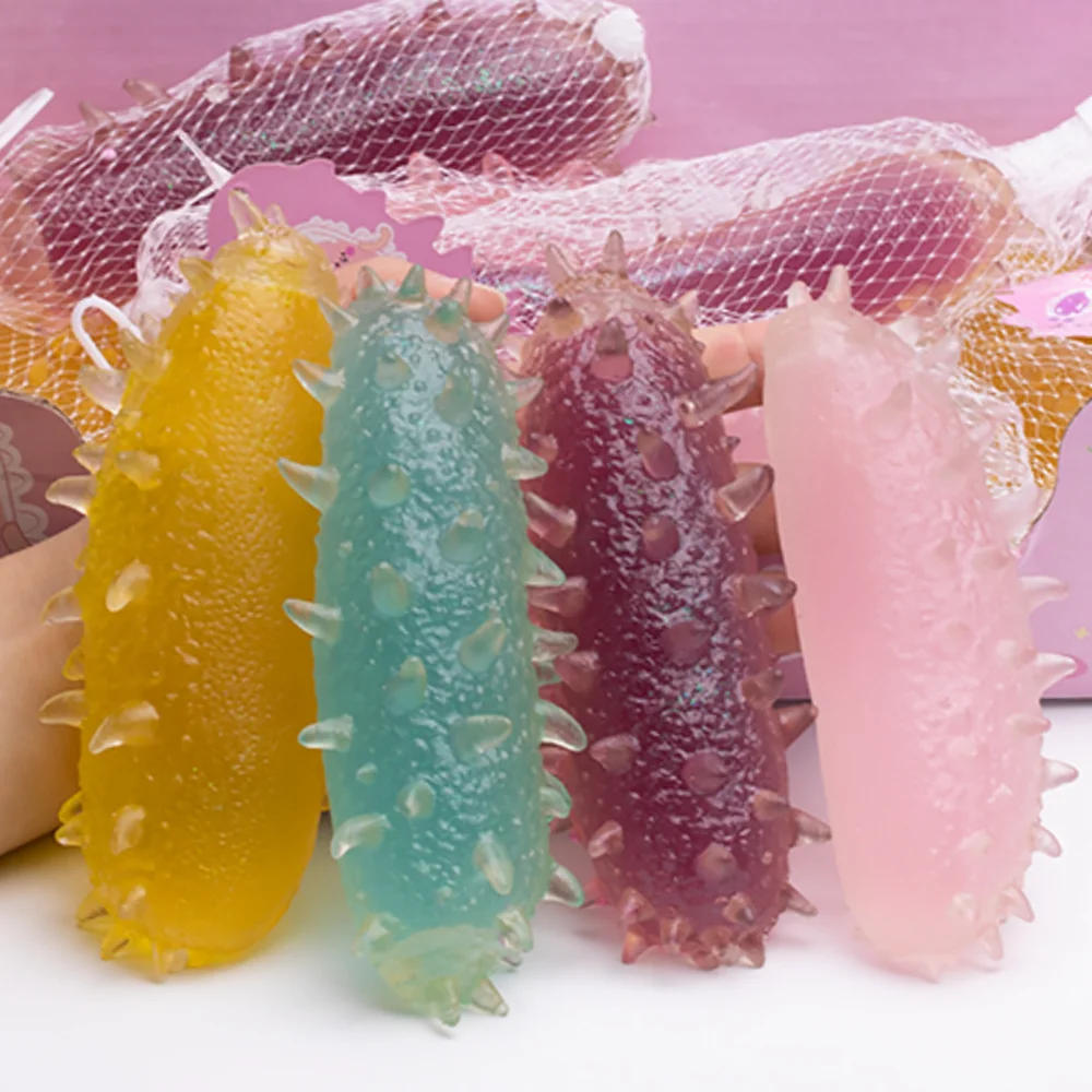 1ps Random Crystal Sea Cucumber Soft Pinch Decompression Toy To Relieve Office Stress And Tension Slow Rebound Fidget Daily Toy.
