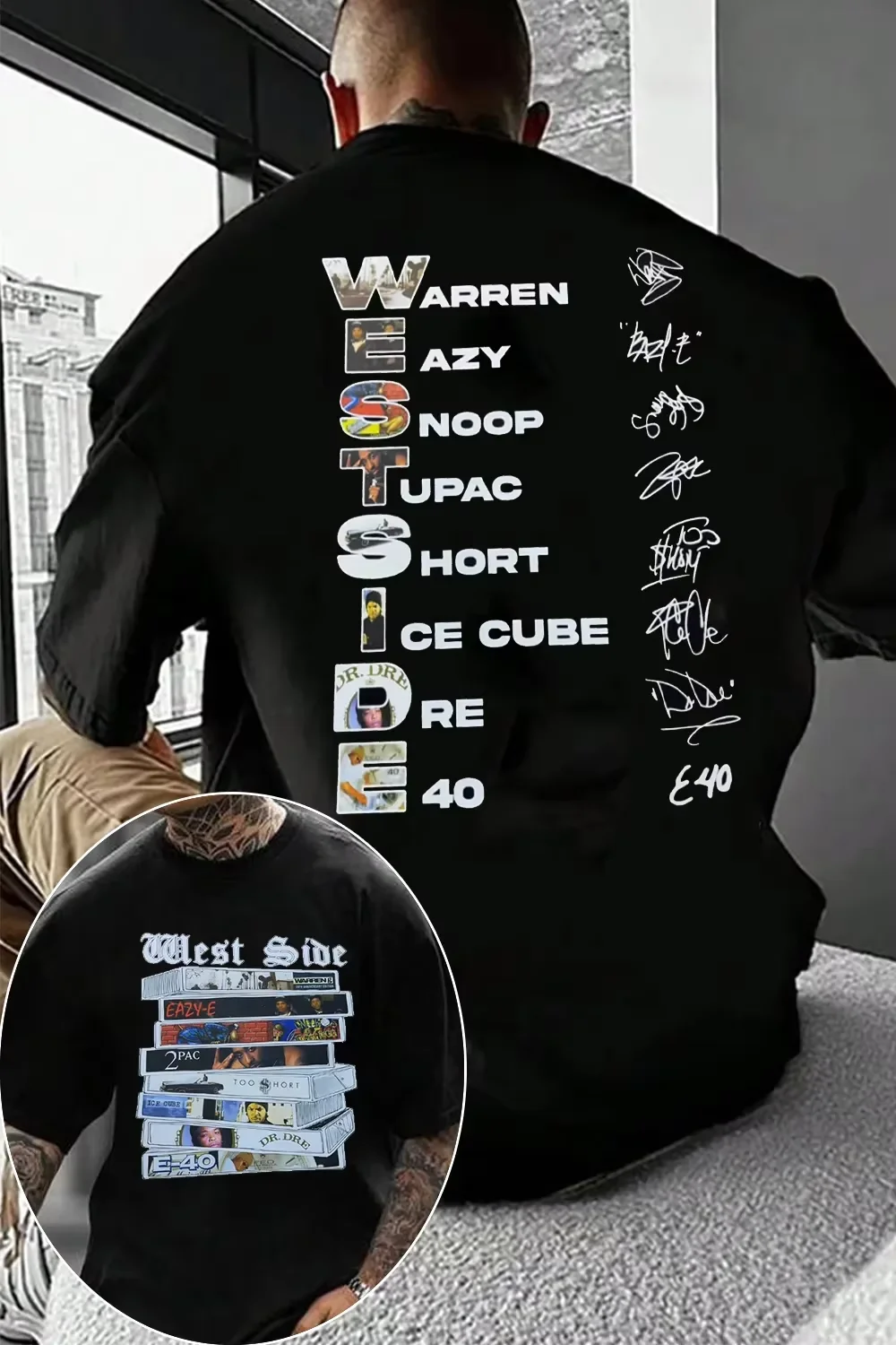 2026 Luxury Westside Hip Hop Graphic TShirt, Unisex Rapper Style Print Crew Neck Summer Casual Short Sleeve Tee