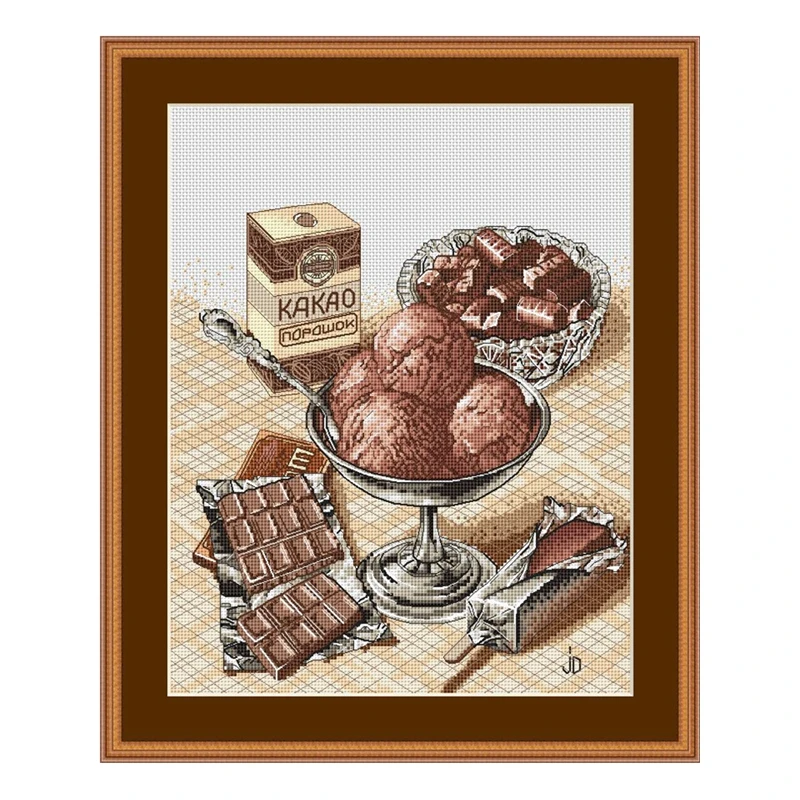 

Cross-stitch set Chocolate ice cream magazine style Home magic tool Boring hand-embroidery material pack