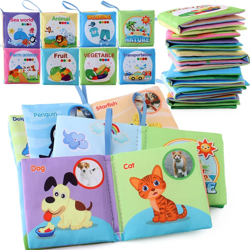 

8Pcs Set of Baby Cloth Book Set, Early Childhood Education Toys For Infants Aged 0-3 Animal Digital English Cloth Book Toys