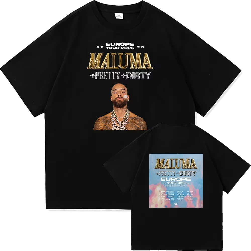 

Футболка Maluma +pretty + Dirty Europeanet Tour 2025 для мужчин и женщин в стиле ретро Harajuku, хлопковые футболки высокого качества, подарки для фанатов, модная футболка унисекс