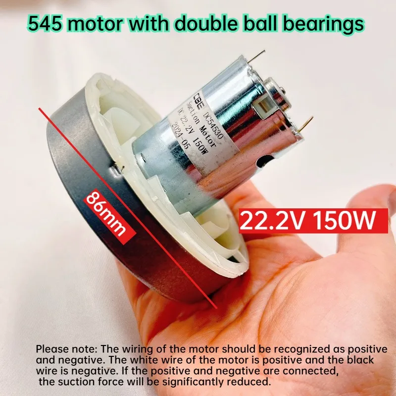 

New vacuum cleaner fan 545 22.2V motor with dual ball bearings high power 150 watts high speed, and high suction force