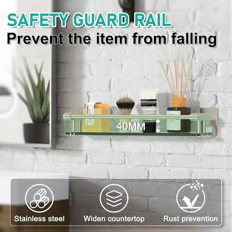 Glass Shelf Bathroom Items Bore Storage Shower Organiser Accessories Organizers Wall Shelves Hardware Fixture Home Improvement