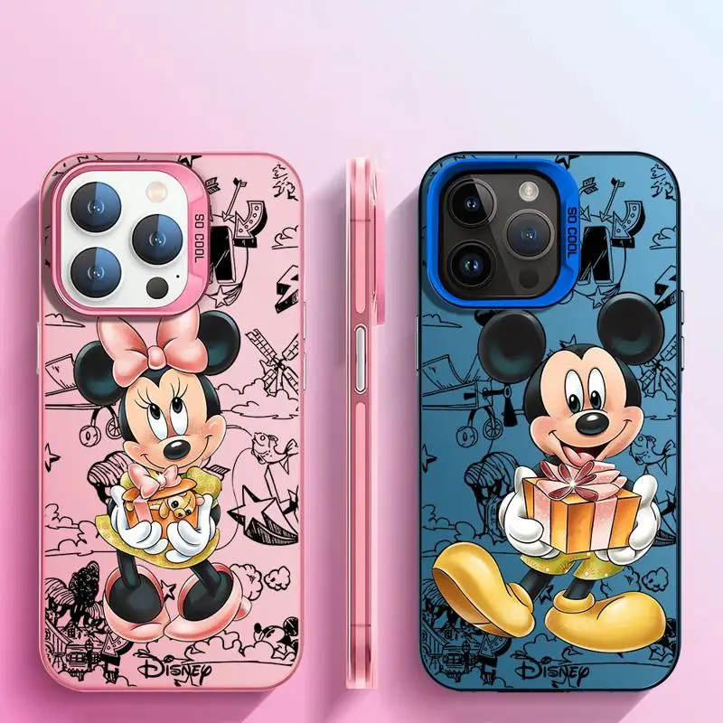 Case For Apple iPhone 11 13 15 Pro Max 14 Plus 12 16 Hard Phone Cover Silicone Shockproof Protective Funda Cartoon Mickey Minnie