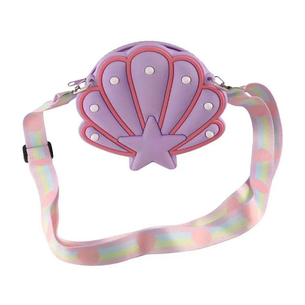 Water-proof Silicone Shell Bags Soft Adjustable Strap Shell Coin Purse Adequate Capacity Children Gift Zipper Shoulder Bag