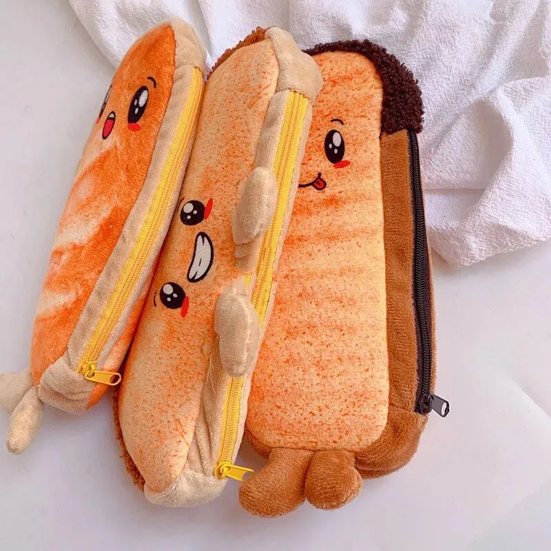 1pcs Creative Toast Bread Pencil Case Large Capacity Universal Student Pencil Case Pouch Children Stationery Gift Pencilcase