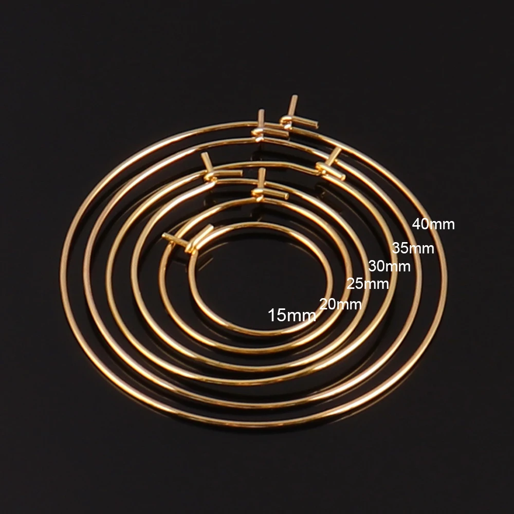 20pcs/lot Stainless Steel Gold Big Circle Wire Earrings High Quality for DIY Hoop Earring Jewelry Making Accessories Supplies