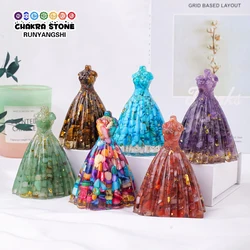 1PC Natural Crystal Macadam Drop Glue Resin Angel Reiki Healing Figurine Home Decoration Trinket Craft Gift Household Supplies