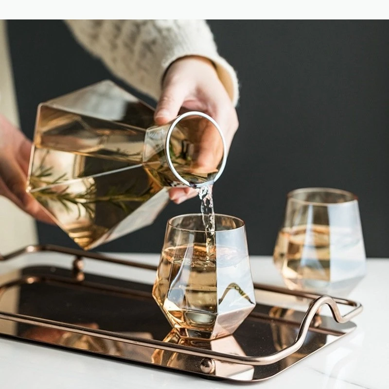 Tazas de vidrio simples, botella de agua, té, café, leche, fruta, botellas de té, artículos para beber para el hogar, juego blanco frío, accesorios para el hogar