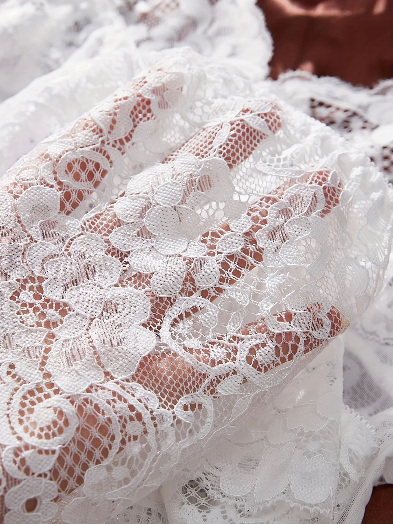 Contrast Lace Mesh Ruffle Babydoll Dress - Image 5