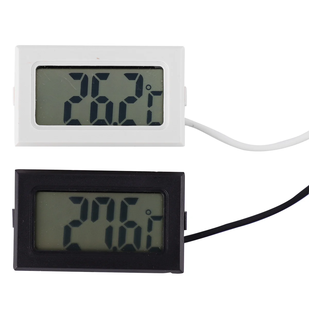 

2Pcs Electronic Thermometer Waterproof Mini Embedded Digital LCD Thermometer for Refrigerator Fish Tank Aquarium Home Use White