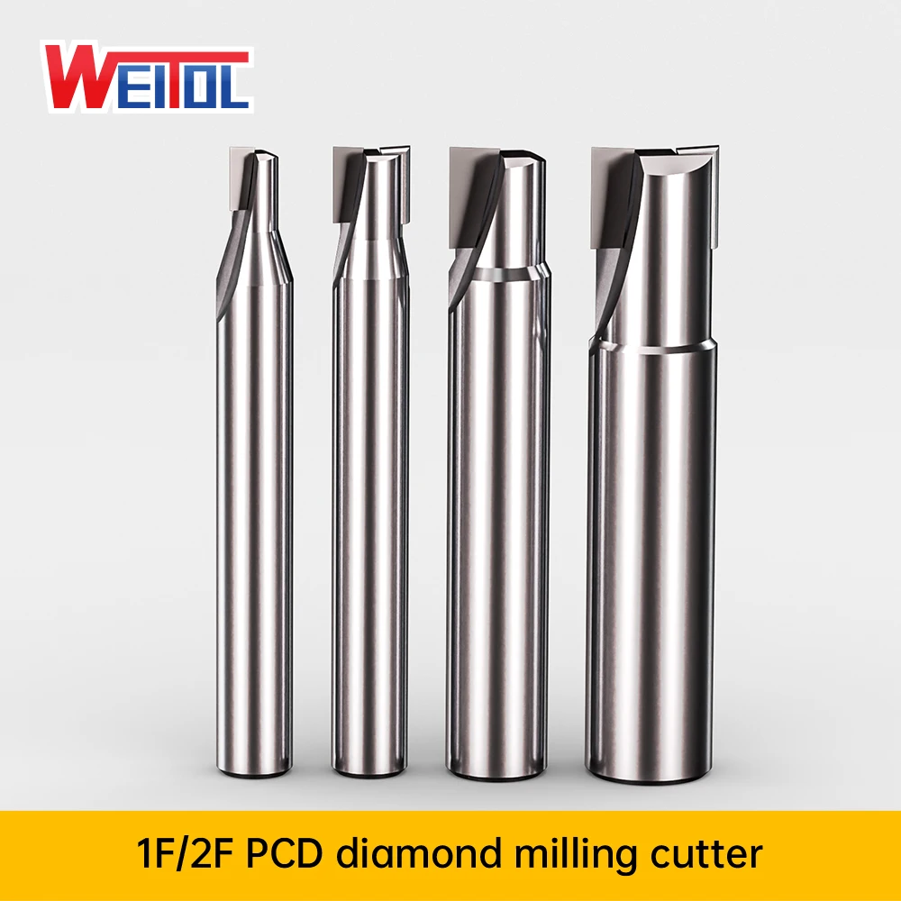 

Weitol CNC Router Diamond Bits 1F/2F Milling Cutter PCD Diamond End Mill for CNC Machine for Metal or Acrylic