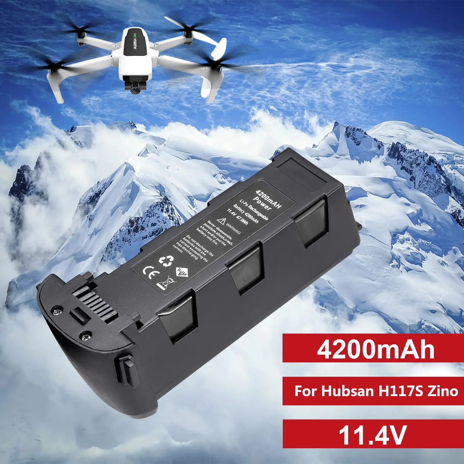 

11.4v 4200mAh Battery Upgrade for Hubsan H117S Zino PRO RC Quadcopter Spare Parts Intelligent Flight Battery for RC Camera Drone