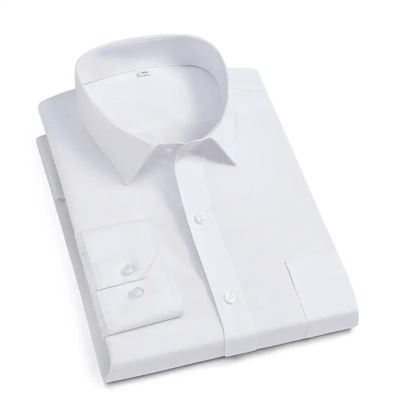 Summer Men's Short Shirt White  60% Cotton Wrinkle Resistant casual High-end Seamless Business Shirt Slim Fit Professional Solid